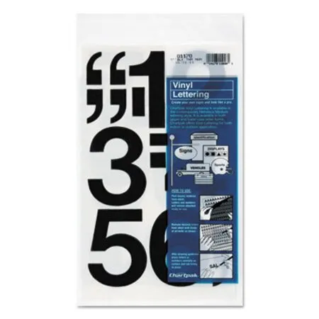 Chartpak - CHA-01170 - Press-on Vinyl Numbers, Self Adhesive, Black, 3h, 10/pack