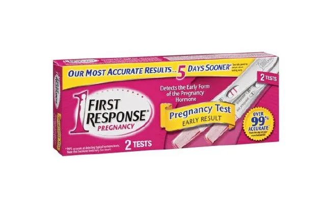 Church and Dwight - First Response - 02260090125 - Reproductive Health Test Kit First Response Home Test Device hCG Pregnancy Test Urine Sample 2 Tests CLIA Waived