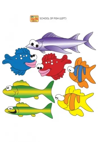 Clinton Industries - From: 07-CC-L To: 07-CC-R - School of Fish wall sticker left