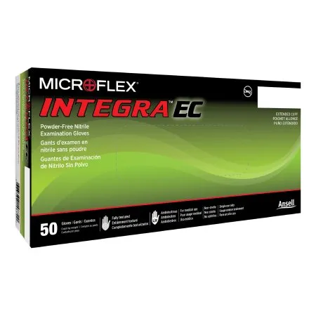 Microflex Medical - Integra EC - N873 - Exam Glove Integra EC Large NonSterile Nitrile Extended Cuff Length Fully Textured Blue Not Rated