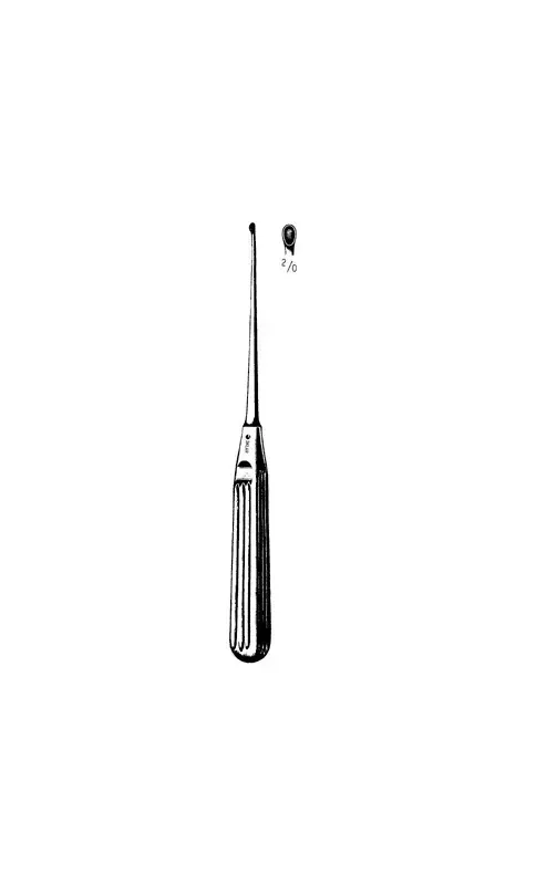 Sklar - 40-7383 - Endaural Curette Sklar Lempert 8-1/4 Inch Length Hollow Handle With Grooves Size 00 Tip Straight Sharp Oval Cup Tip