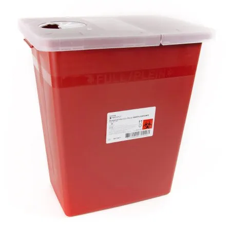 McKesson - 80-8705 - Prevent Sharps Container Prevent Red Base 13 3/4 W X 13 3/4 D X 14 H Inch Horizontal / Vertical Entry 8 Gallon