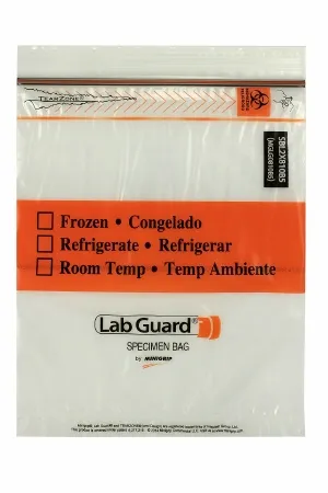 Minigrip - Lab Guard TearZone - SBL2X810B - Specimen Transport Bag With Document Pouch Lab Guard Tearzone 8 X 10 Inch Zip Closure Biohazard Symbol / Storage Instructions Nonsterile