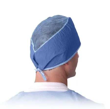Medline - NON28626 - Surgeon Cap One Size Fits Most Dark Blue Tie Closure