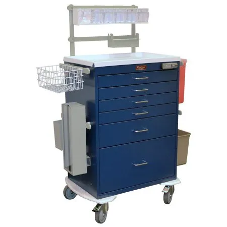 Harloff - 7456E - Anesthesia Cart 22 X 32 X 42.5 Inch Red (4)-3 Inch  (1)-6 Inch  (1)-12 Inch Drawer Configuration  17 X 23 Inch Internal Drawer