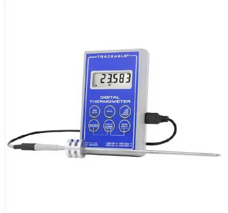 Cole-Parmer Inst. - Traceable - 37804-06 - Datalogging Digital Thermometer Traceable Fahrenheit / Celsius -328° To +932°f (-200° To +500°c) Stainless Steel Probe / Platinum Sensor Battery Operated