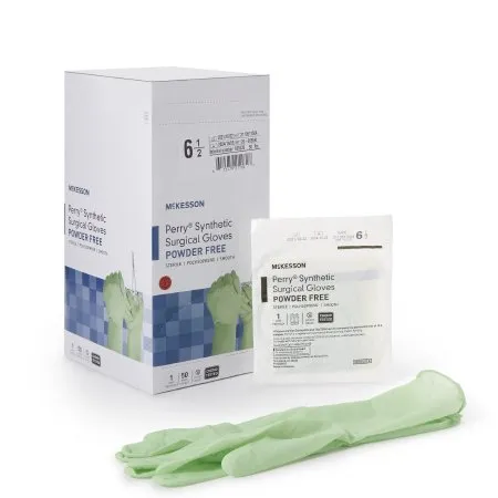 McKesson - 20-2065N - Perry Performance Plus Surgical Glove Perry Performance Plus Size 6.5 Sterile Polyisoprene Standard Cuff Length Smooth Green Chemo Tested