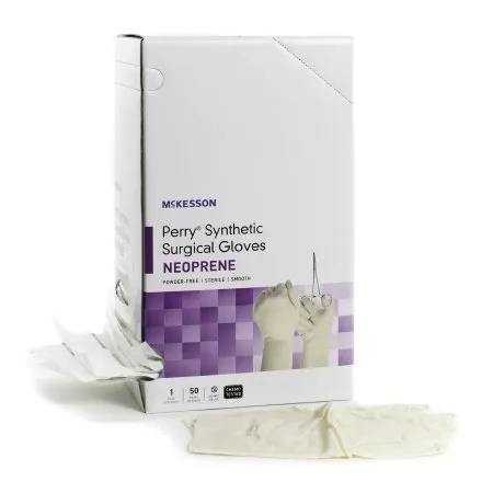 McKesson - 20-2670N - Perry Synthetic Surgical Gloves Surgical Glove Perry Synthetic Surgical Gloves Size 7 Sterile Polychloroprene Standard Cuff Length Smooth Cream Chemo Tested