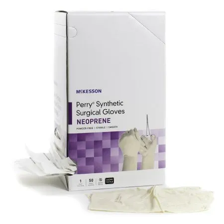 McKesson - 20-2690N - Perry Synthetic Surgical Gloves Surgical Glove Perry Synthetic Surgical Gloves Size 9 Sterile Polychloroprene Standard Cuff Length Smooth Cream Chemo Tested