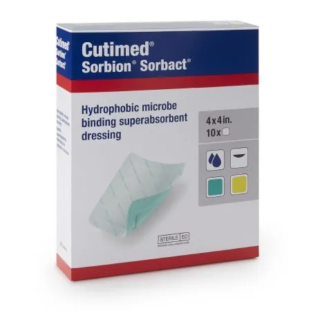 BSN Medical - Cutimed Sorbion Sorbact - 7269808 -  Super Absorbent Antimicrobial Dressing  4 X 4 Inch Square