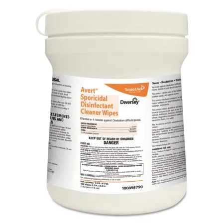 Lagasse - Diversey Avert - DVO100895790 -   Surface Disinfectant Cleaner Premoistened Manual Pull Wipe 160 Count Canister Chlorine Scent NonSterile