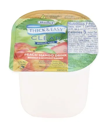 Hormel Food - Thick & Easy Clear - 78769 - s  Thickened Beverage  4 oz. Portion Cup Peach Mango Flavor Liquid IDDSI Level 3 Moderately Thick/Liquidized