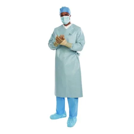 O&M Halyard - Aero Chrome - 44677 - Surgical Gown with Towel Aero Chrome Large / X-Long Silver Sterile AAMI Level 4 Disposable