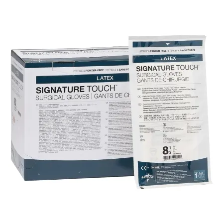 Medline - Signature Touch - MSG8985 - Surgical Glove Signature Touch Size 8.5 Sterile Latex Standard Cuff Length Smooth Cream Not Chemo Approved