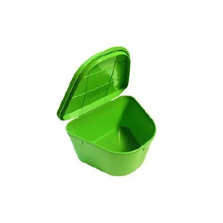 Medegen Medical Products - H980-92 - Denture Cup Green Hinged Lid Single Patient Use