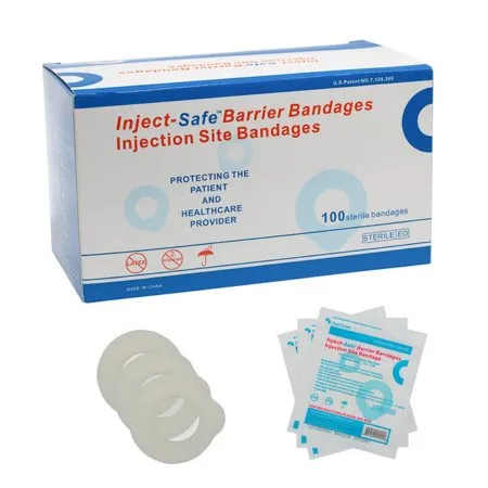 Htl-strefa - Inject-Safe - 3070 - Inject Safe Pre Injection Adhesive Strip Inject Safe 1 3/8 Inch Diameter Film / Foam Round White Sterile