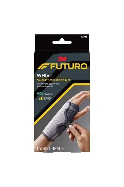 3M - 10770ENR - Futuro Comfort Wrist Brace Futuro Comfort Fabric / Metal Left or Right Hand Black / Gray One Size Fits Most