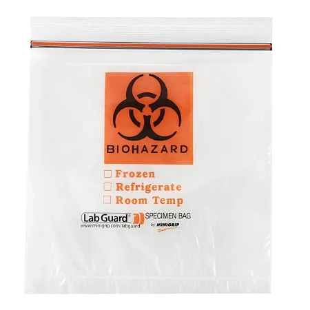 Minigrip - Lab Guard - SBL2X88B - Specimen Transport Bag With Document Pouch Lab Guard 8 X 8 Inch Zip Closure Biohazard Symbol / Storage Instructions Nonsterile