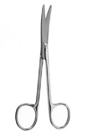V. Mueller - SU1808 - Dissecting Scissors Mayo 5-1/2 Inch Length Surgical Grade Stainless Steel Curved-on-Flat Blunt Tip / Blunt Tip