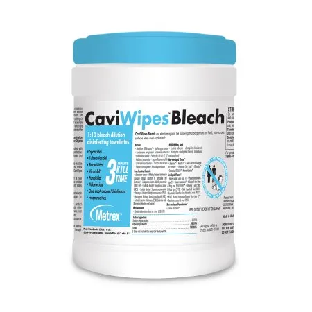 Metrex Research - From: 13-8024 To: 13-9100  CaviWipes BleachCaviWipes Bleach Surface Disinfectant Cleaner Premoistened Manual Pull Wipe 90 Count Canister Bleach Scent NonSterile