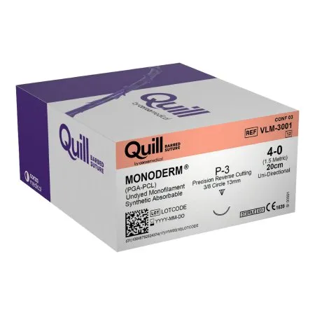 Surgical Specialties - Quill Variable Loop Device  Monoderm - VLM-3001 - Absorbable Suture With Needle Quill Variable Loop Device, Monoderm Polyglycolic Acid / Pcl 3/8 Circle Reverse Cutting Needle Size 4 - 0 Barbed Monofilament