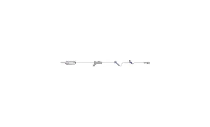 Amsino - 108306 - IV Admin Set, 10 Drops Per mL, 83" Length, 17mL Priming Volume, Non-Vented, Roller Clamp, 1 Pre-Pierced Y Site, 1 AMSafe Needle-Free Y Site, Rotating Male Luer Lock, PE Poly Pouch, 50/cs (90 cs/plt)