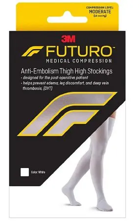 3M - 71068EN - Futuro Anti embolism Stocking Futuro Thigh High Large / Regular White Closed Toe