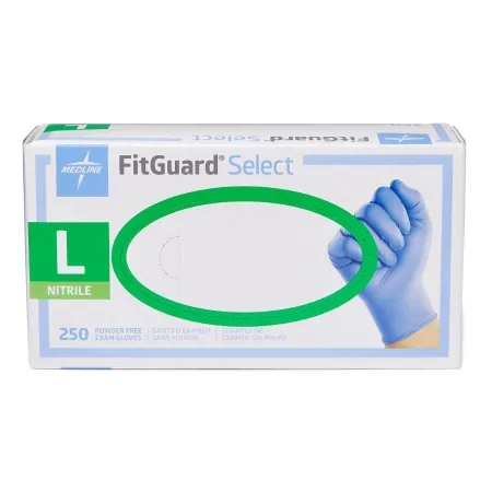 Medline - FitGuard Select - FG2603 - Exam Glove Fitguard Select Large Nonsterile Nitrile Standard Cuff Length Textured Fingertips Violet Chemo Tested