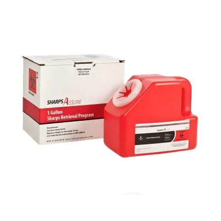 Post Medical - Sharps Assure - SA1G-18 -  Mailback Sharps Container  Red Base 9 L X 5 1/2 W X 7 3/10 H Inch Vertical Entry 1 Gallon