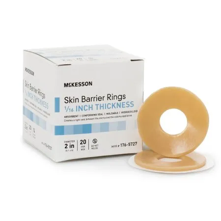McKesson - 176-5727 - Skin Barrier Ring Moldable Standard Wear Adhesive without Tape Without Flange Universal System Hydrocolloid 2 Inch Diameter X 1/16 Inch Thickness