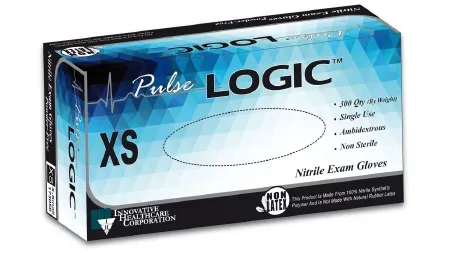 Innovative Healthcare - Pulse LOGIC - 173050 - Exam Glove Pulse Logic X-small Nonsterile Nitrile Standard Cuff Length Fully Textured Blue Chemo Tested
