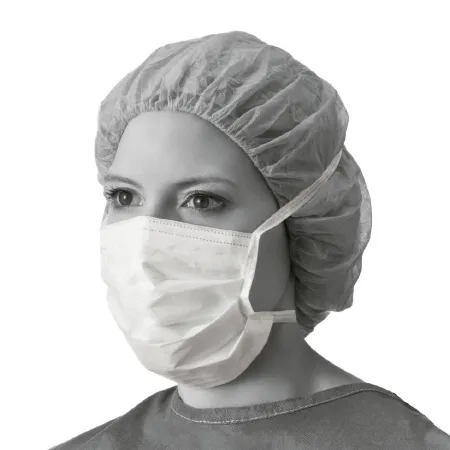 Medline - NON27386 - Surgical Mask Pleated Tie Closure One Size Fits Most White Nonsterile Not Rated Adult