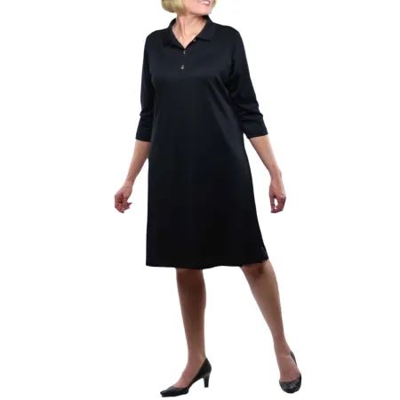 Narrative Apparel - WDBPS0325 - Polo Dress 3/4 Sleeve Black Medium