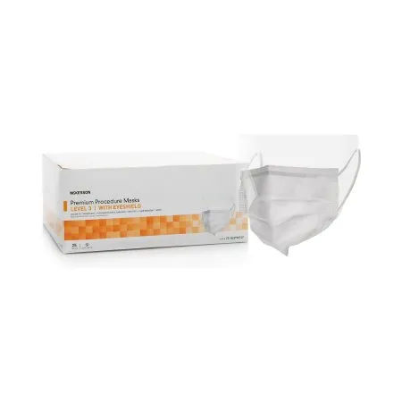 McKesson - 73-GCPWSSF - Procedure Mask with Eye Shield Anti fog Strip Pleated Earloops One Size Fits Most White NonSterile ASTM Level 3 Adult