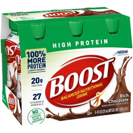 Nestle Healthcare Nutrition - 12400291 - Nestle 12324323 Boost, High Protein Chocolate 8Oz (6 Pk 4Pk Cs)