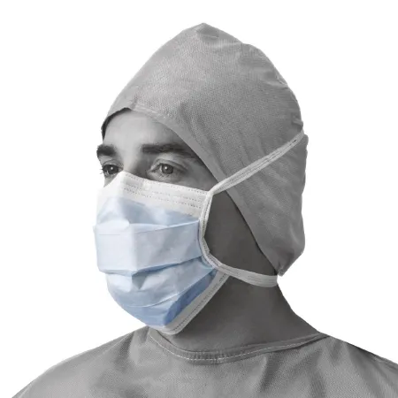 Medline - Prohibit X-Tra - NON27408 - Surgical Mask Prohibit X-tra Anti-fog Foam Pleated Tie Closure One Size Fits Most Blue Nonsterile Astm Level 1 Adult
