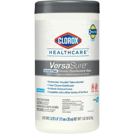 Clorox - From: 31757 To: 31759 - Healthcare VersaSure Healthcare VersaSure Surface Disinfectant Cleaner Premoistened Quaternary Based Manual Pull Wipe 85 Count Canister Scented NonSterile