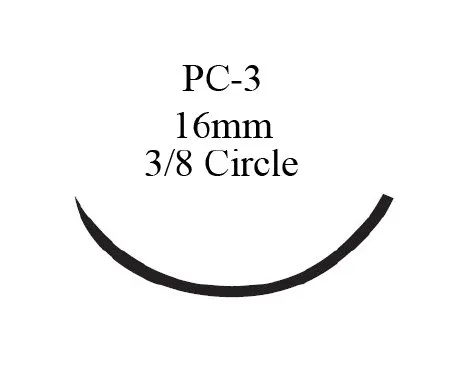 J&J - Ethilon - 1866G - Nonabsorbable Suture with Needle Ethilon Nylon PC-3 3/8 Circle Precision Conventional Cutting Needle Size 6 - 0 Monofilament