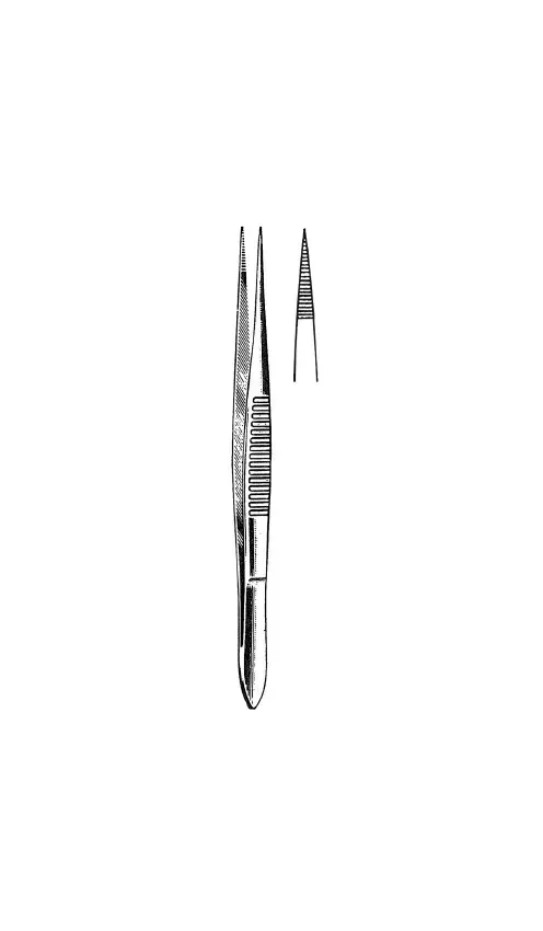 Fine Surgical - 20-373 - Splinter Forceps 4-1/2 Inch Length Floor Grade Stainless Steel Nonsterile Nonlocking Thumb Handle Straight Serrated, Fine Point Tips