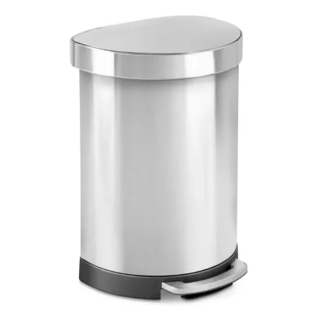 ULine - simplehuman - H6671 - Trash Can simplehuman 16 gal. Round Silver Stainless Steel Step On