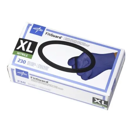 Medline - TRG400XL - FitGuard Exam Glove FitGuard X Large NonSterile Nitrile Standard Cuff Length Textured Fingertips Dark Blue Chemo Tested