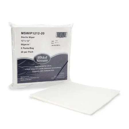 McKesson - MSWIP1212-20 - Cleanroom Wipe McKesson ISO Class 5 White Sterile Polyester / Cellulose 12 X 12 Inch Disposable