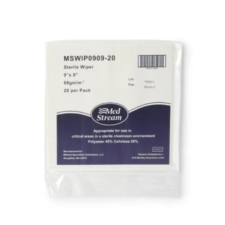 McKesson - MSWIP0909-20 - Cleanroom Wipe ISO Class 5 White Sterile Polyester / Cellulose 9 X 9 Inch Disposable