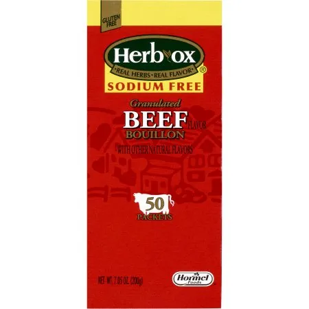 Hormel Food - 23371 - Sales Herb Ox Sodium Free Instant Broth Herb Ox Sodium Free Beef Flavor Bouillon Flavor Liquid 8 oz. Individual Packet