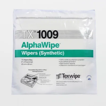 Texwipe - AlphaWipe - TX1009B - Cleanroom Wipe Alphawipe White Nonsterile Polyester 9 X 9 Inch Disposable