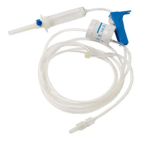 Truecare - TCBINF033G - I.V. Administration Set with GVS Easydrop Flow Rregulator, DEHP Free, 1 Y Site, 15 Filter in Drip chamber, Swivel, Luer Lock, 92".