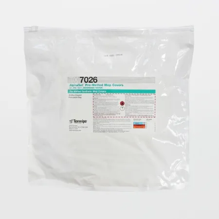 Texwipe - TX7026 - Saturated Cleanroom Flat Mop Cover / Pad Kit Texwipe Alphamop White Polyester / Foam Disposable