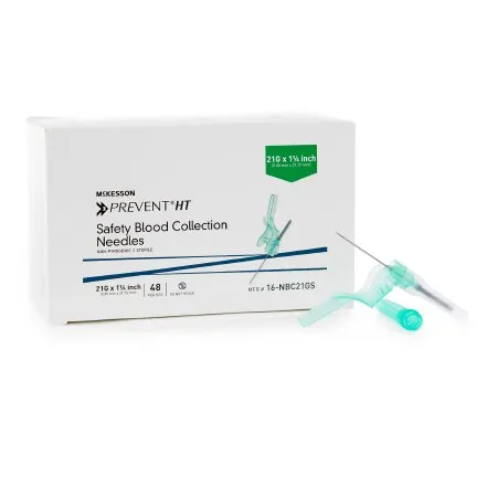 McKesson - McKesson Prevent HT - 16-NBC21GS - McKesson Prevent HT Blood Collection Needle 21 Gauge 1-1/4 Inch Needle Length Safety Needle Without Tubing Sterile