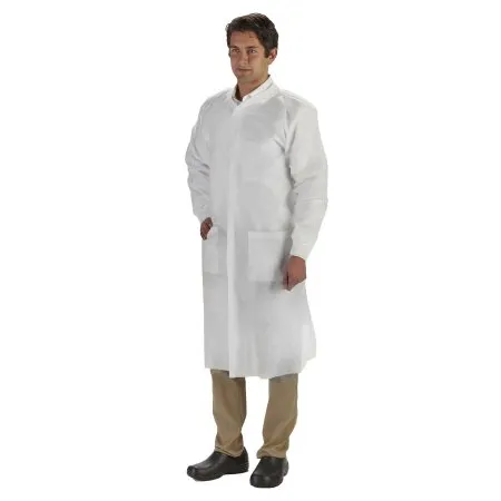 Graham Medical - LabMates - 85173 - Products  Lab Coat  White Medium Knee Length Disposable