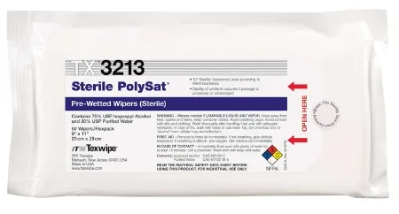 Texwipe - PolySat - TX3213 - Polysat Surface Disinfectant Cleaner Premoistened Cleanroom Manual Pull Wipe 50 Count Soft Pack Alcohol Scent Sterile